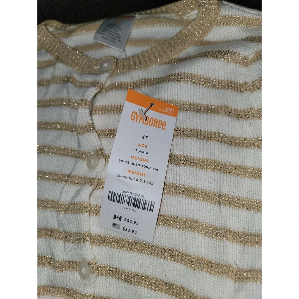 Gymboree city kitty‎ gold striped sweater size 4t nwt